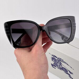 Burberry MARYL Cat Eye Sunglasses BE4393 40518G Black White Black Grey Gradient